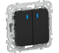 Выключатель 2-клавишный проходной IEK FLITE с инд. 10А ВС62-1-1-ФлЧ черный FI-V22-1-10-1-K02