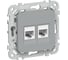 Розетка 2-я компьютерная IEK FLITE RJ45 кат.5Е UTP РК5е-2-0-ФлС серый FI-K22-1-K03 1