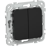 Выключатель 2-клавишный проходной IEK FLITE 10А ВС62-1-0-ФлЧ черный FI-V22-0-10-1-K02