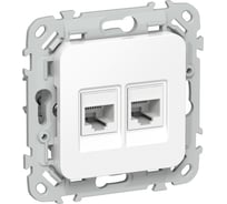 Розетка 2-я компьютерная IEK FLITE RJ45 кат.5Е UTP РК5е-2-0-ФлБ белый FI-K22-1-K01