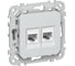 Розетка 2-я компьютерная IEK FLITE RJ45 кат.5Е UTP РК5е-2-0-ФлЖ жемчуг FI-K22-1-K36 1