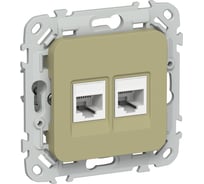 Розетка 2-я компьютерная IEK FLITE RJ45 кат.5Е UTP РК5е-2-0-ФлО оливковый FI-K22-1-K26