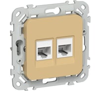 Розетка 2-я компьютерная IEK FLITE RJ45 кат.5Е UTP РК5е-2-0-ФлШм шамуа FI-K22-1-K89