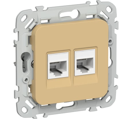 Розетка 2-я компьютерная IEK FLITE RJ45 кат.5Е UTP РК5е-2-0-ФлШм шамуа FI-K22-1-K89