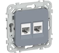 Розетка 2-я компьютерная IEK FLITE RJ45 кат.5Е UTP РК5е-2-0-ФлМ маренго FI-K22-1-K35