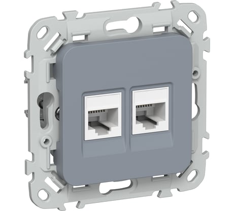 Розетка 2-я компьютерная IEK FLITE RJ45 кат.5Е UTP РК5е-2-0-ФлМ маренго FI-K22-1-K35