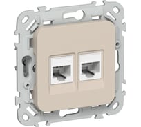 Розетка 2-я компьютерная IEK FLITE RJ45 кат.5Е UTP РК5е-2-0-ФлЛ льняной FI-K22-1-K88