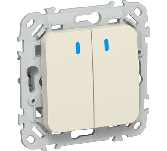 Выключатель 2-клавишный проходной IEK FLITE с инд. 10А ВС62-1-1-ФлСл сливочный FI-V22-1-10-1-K86 1