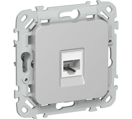Розетка компьютерная IEK FLITE RJ45 кат.5Е UTP РК5е-1-0-ФлА алюминий FI-K12-1-K47