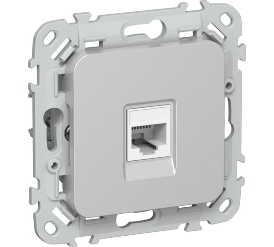 Розетка компьютерная IEK FLITE RJ45 кат.5Е UTP РК5е-1-0-ФлА алюминий FI-K12-1-K47 1