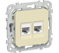 Розетка 2-я компьютерная IEK FLITE RJ45 кат.5Е UTP РК5е-2-0-ФлН навахо FI-K22-1-K87