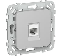 Розетка компьютерная IEK FLITE RJ45 кат.6 UTP РК6-1-0-ФлА алюминий FI-K12-2-K47