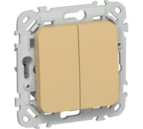 Выключатель 2-клавишный проходной IEK FLITE 10А ВС62-1-0-ФлШм шамуа FI-V22-0-10-1-K89