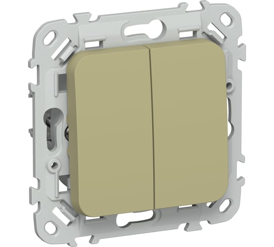 Выключатель 2-клавишный проходной IEK FLITE 10А ВС62-1-0-ФлО оливковый FI-V22-0-10-1-K26 1