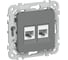 Розетка 2-я компьютерная IEK FLITE RJ45 кат.5Е UTP РК5е-2-0-ФлМА мокрый асфальт FI-K22-1-K80 1