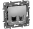 Розетка двойная IEK ETIKA RJ11+RJ45 кат.5E UTP алюминий 672452 1