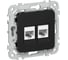 Розетка двойная IEK FLITE RJ45/RJ11 кат.5Е/3 UTP РКТ5е/3-2-0-ФлЧ черный FI-KT22-1-K02 1