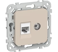 Розетка двойная IEK FLITE RJ45/TV кат.5Е UTP РКТВ5е-2-0-ФлЛ льняной FI-AK22-1-K88