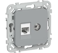 Розетка двойная IEK FLITE RJ45/TV кат.5Е UTP РКТВ5е-2-0-ФлС серый FI-AK22-1-K03