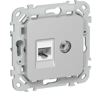 Розетка двойная IEK FLITE RJ45/TV кат.5Е UTP РКТВ5е-2-0-ФлА алюминий FI-AK22-1-K47