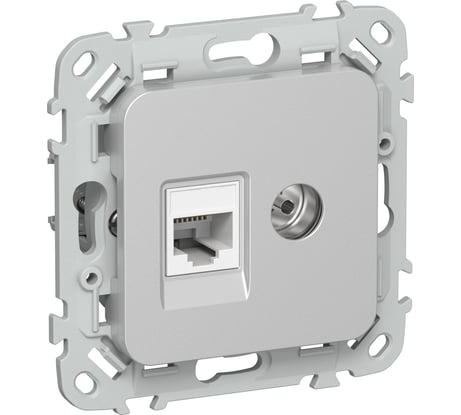 Розетка двойная IEK FLITE RJ45/TV кат.5Е UTP РКТВ5е-2-0-ФлА алюминий FI-AK22-1-K47