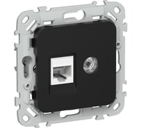 Розетка двойная IEK FLITE RJ45/TV кат.5Е UTP РКТВ5е-2-0-ФлЧ черный FI-AK22-1-K02