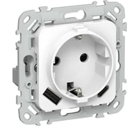 Розетка IEK FLITE с заземляющим контактом и шторками, 16А USB AC 20Вт б/к РСЮшс11-1-ФлБ белый FI-R14-16-1-U22-020-K01