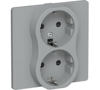 Розетка двойная IEK FLITE с заземляющим контактом и шторками, б/к 16А РСш12-1-К-ФлС серый FI-R24C-16-1-K03