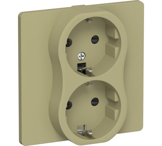 Розетка двойная IEK FLITE с заземляющим контактом и шторками, б/к 16А РСш12-1-К-ФлО оливковый FI-R24C-16-1-K26 1