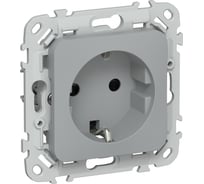 Розетка IEK FLITE с заземляющим контактом и шторками, б/к 16А РСш11-1-ФлС серый FI-R14-16-1-K03