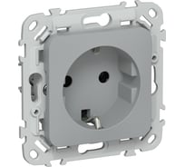 Розетка IEK FLITE с заземляющим контактом, без защитных шторок, б/к 16А РС11-1-ФлС серый FI-R11-16-1-K03