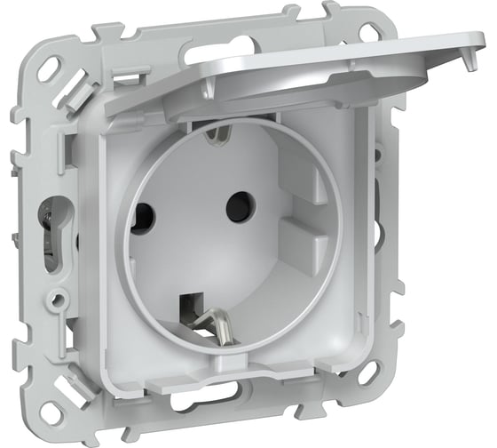 Розетка IEK FLITE с заземляющим контактом, шторками и крышкой, б/к 16А IP44 РСшкр11-1-44-ФлЖ жемчуг FI-R16-16-1-44-K36 1