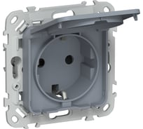 Розетка IEK FLITE с заземляющим контактом, шторками и крышкой, б/к 16А IP44 РСшкр11-1-44-ФлМ маренго FI-R16-16-1-44-K35