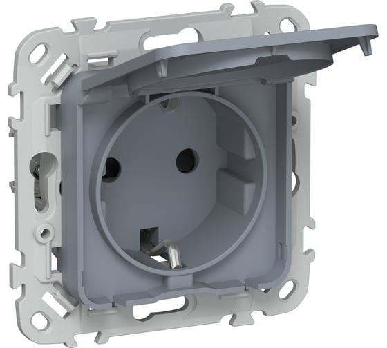 Розетка IEK FLITE с заземляющим контактом, шторками и крышкой, б/к 16А IP44 РСшкр11-1-44-ФлМ маренго FI-R16-16-1-44-K35 1