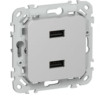 Розетка IEK FLITE USB AA 2,1А РЮ-2-ФлА алюминий FI-U21-D31-K47