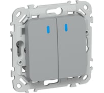 Выключатель IEK FLITE 2-клавишный, с индикацией, 10А ВС12-1-1-ФлС серый FI-V20-1-10-1-K03