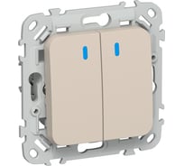 Выключатель IEK FLITE 2-клавишный с индикацией 10А ВС12-1-1-ФлЛ льняной FI-V20-1-10-1-K88