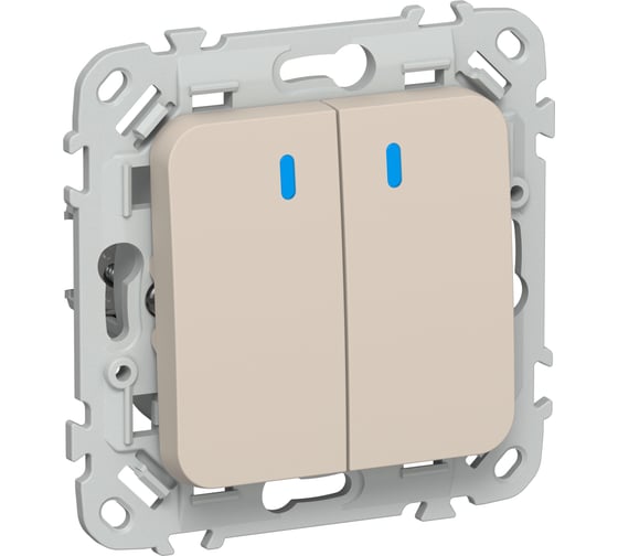 Выключатель IEK FLITE 2-клавишный с индикацией 10А ВС12-1-1-ФлЛ льняной FI-V20-1-10-1-K88 1
