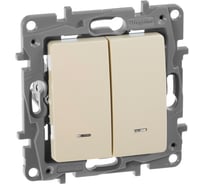 Выключатель IEK ETIKA 2-клавишный, с подсветкой/индикатором сх5L 10АХ б/к слоновая кость 672304