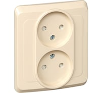 Розетка двойная Systeme Electric (Schneider Electric) Этюд СП, 16А, без заземления, защитные шторки, кремовый SchE PC16-006K