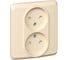Розетка двойная Systeme Electric (Schneider Electric) Этюд СП, 16А, без заземления, защитные шторки, кремовый SchE PC16-006K 1