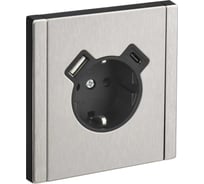 Розетка IEK FORTE&PIANO с заземление, с защитными шторками, винтовое крепление, 16А USB A+C 18Вт FP747M никель FP-R14-16-U22-018-M-K50