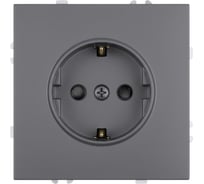 Розетка 1-местная (механизм) STEKKER с защитными шторкаи, с заземлением, СЗК, 250В, 16А, серия Эмили, RST16-5110-10ZK, платиново-серый, soft touch, 50243