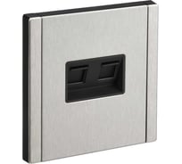 Розетка компьютерная 2-ая IEK FORTE&PIANO RJ45 кат.6 FP734M никель FP-K20-2-M-K50
