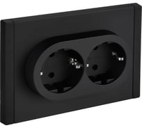 Розетка 2-я IEK FORTE&PIANO с заземлением, с защитными шторками, безвинтовое крепление, 16А FP123M черный FP-R24-16-1-M-K02