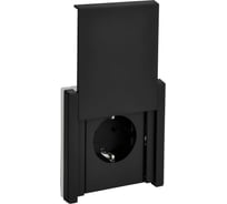 Розетка IEK FORTE&PIANO с заземлением, с защитными шторками, с крышкой, винтовое крепление 16А IP44 FP121M черный FP-R16-16-44-M-K02