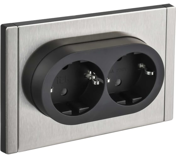 Розетка 2-я IEK FORTE&PIANO с заземлением, без защитных шторок, безвинтовое крепление, 16А FP724M никель FP-R21-16-1-M-K50 1