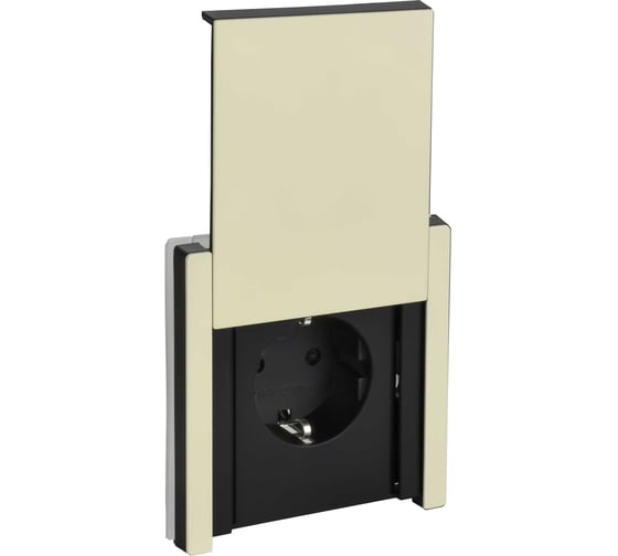 Розетка IEK FORTE&PIANO с заземлением, с защитными шторками, с крышкой, безвинтовое крепление 16А IP44 FP819M слоновая кость FP-R16-16-1-44-M-K41 1