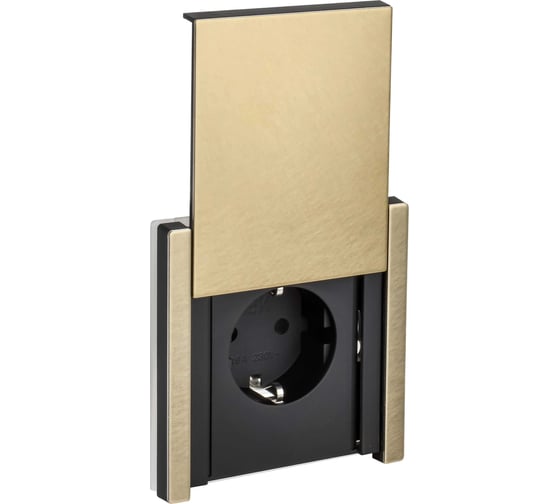 Розетка IEK FORTE&PIANO с заземлением, с защитными шторками, с крышкой, винтовое крепление 16А IP44 FP621M шампань FP-R16-16-44-M-K37 1