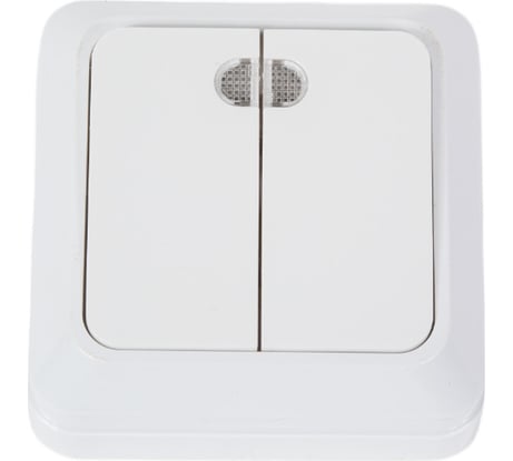 2-клавишный выключатель TANGO с подсветкой, белый открытой проводки 10А, 250В 1007258